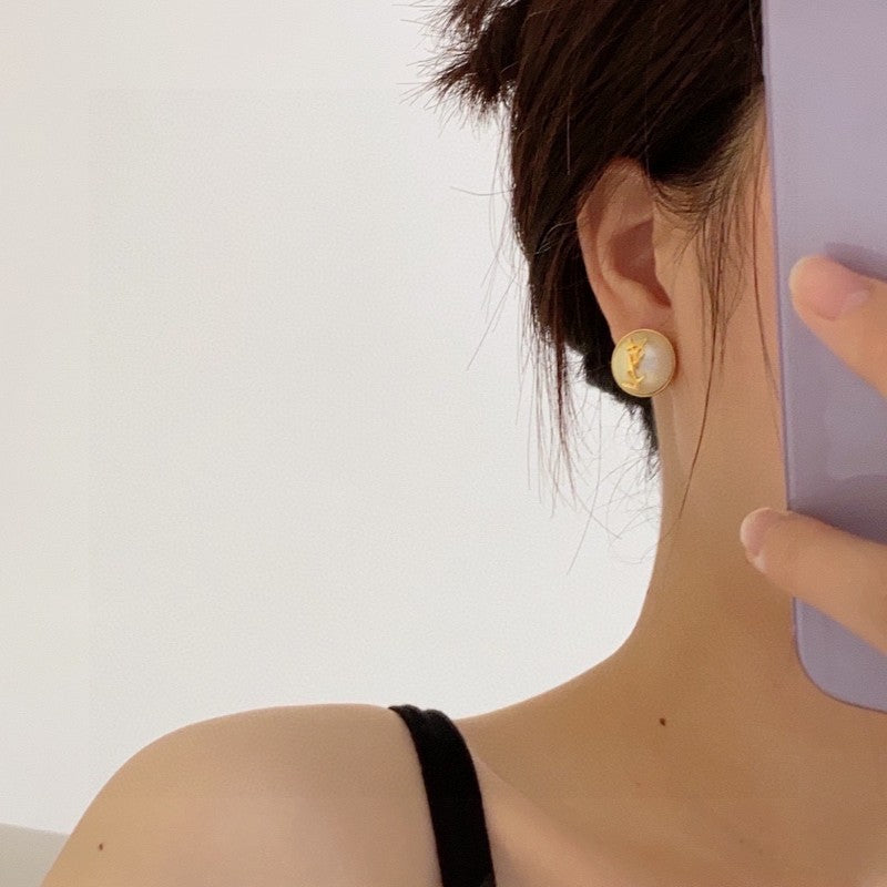 18K YSL White & Red Earrings